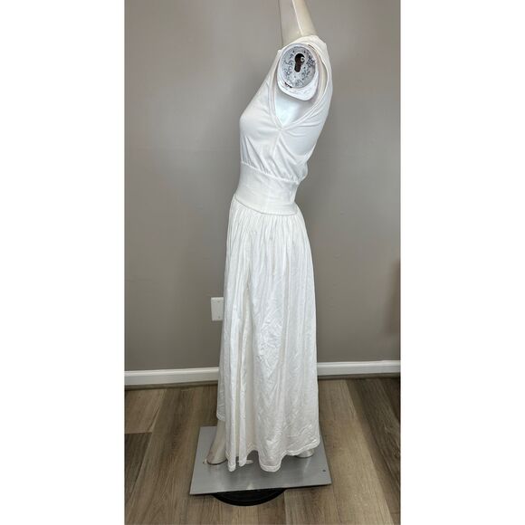 NWT Toteme Sleeveless Cotton Jersey Crew Neck Midi Tee Dress Off White M $290 - Picture 6 of 10